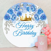 Aperturee - Blue Roses Circle Happy Birthday Backdrop For Girl